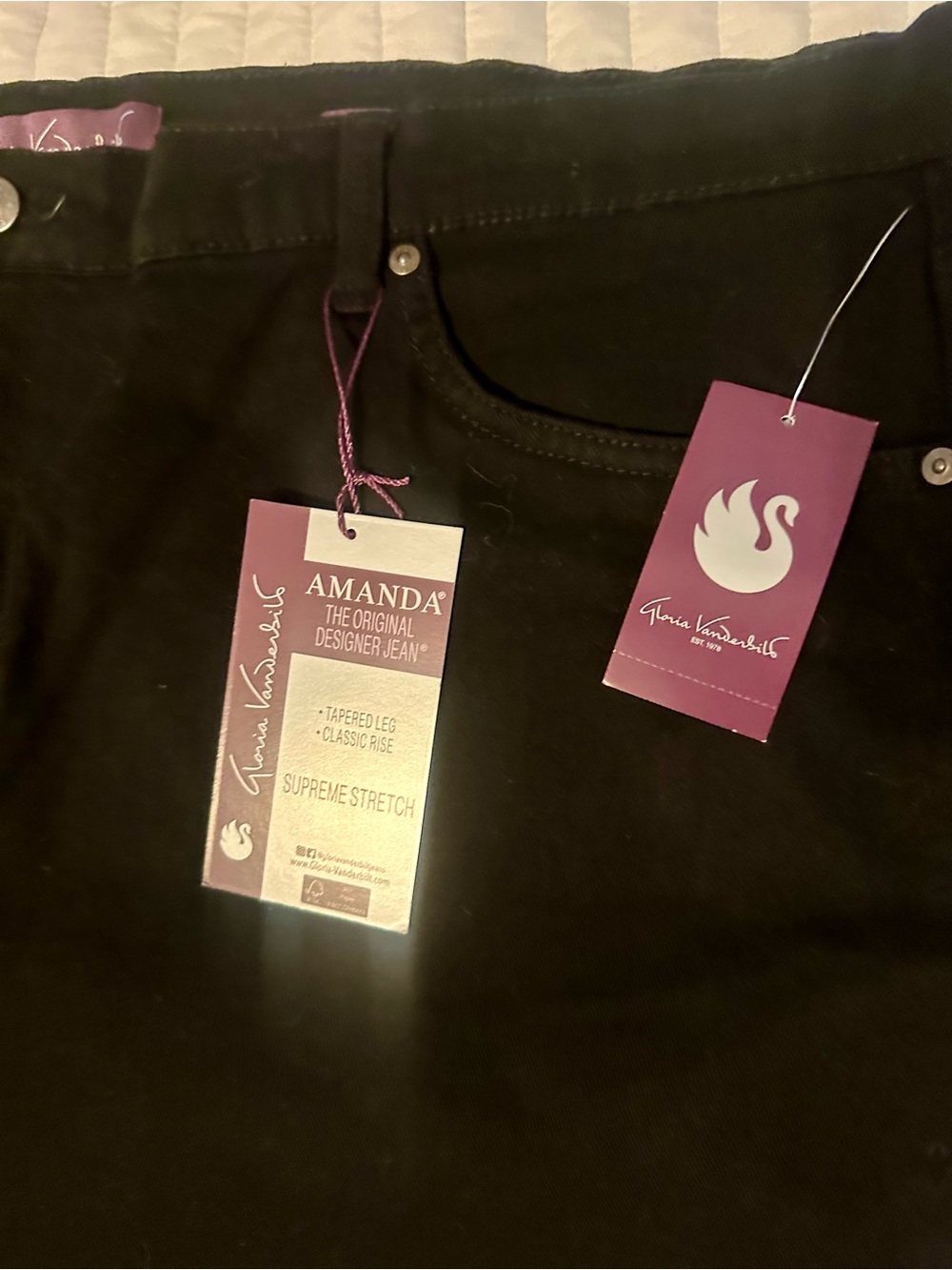 Gloria Vanderbilt Amanda style Black Stretch Jeans size 22 Short